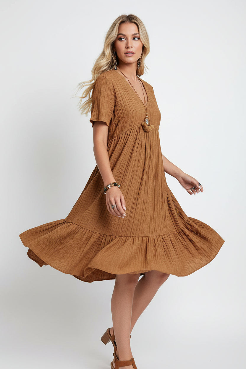 Robe bohème d’été femme col V – Robe fluide mini A-line | BOHERA