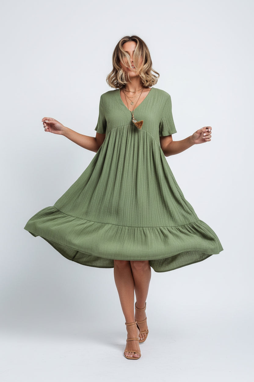Robe bohème d’été femme col V – Robe fluide mini A-line | BOHERA