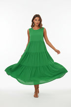 Robe casual élégante femme col V – Robe fluide mi-longue | BOHERA