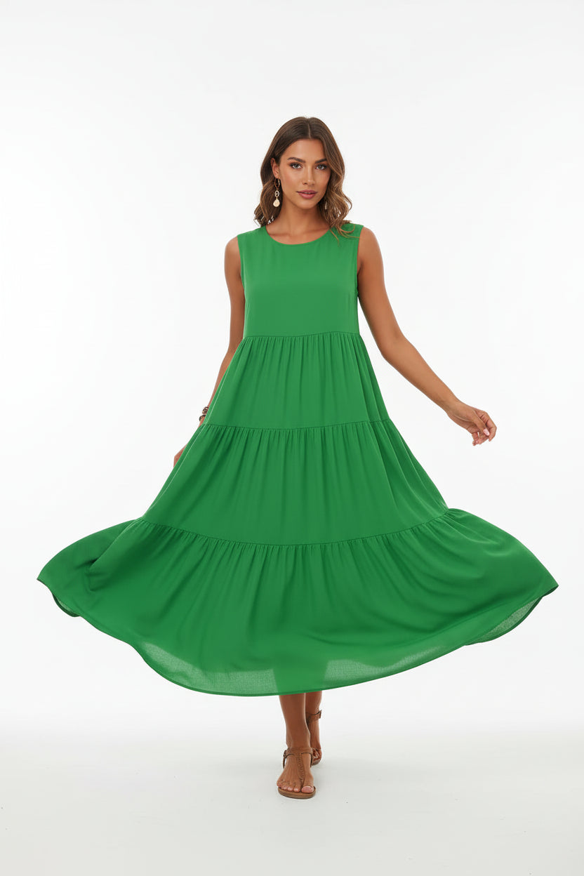 Robe casual élégante femme col V – Robe fluide mi-longue | BOHERA