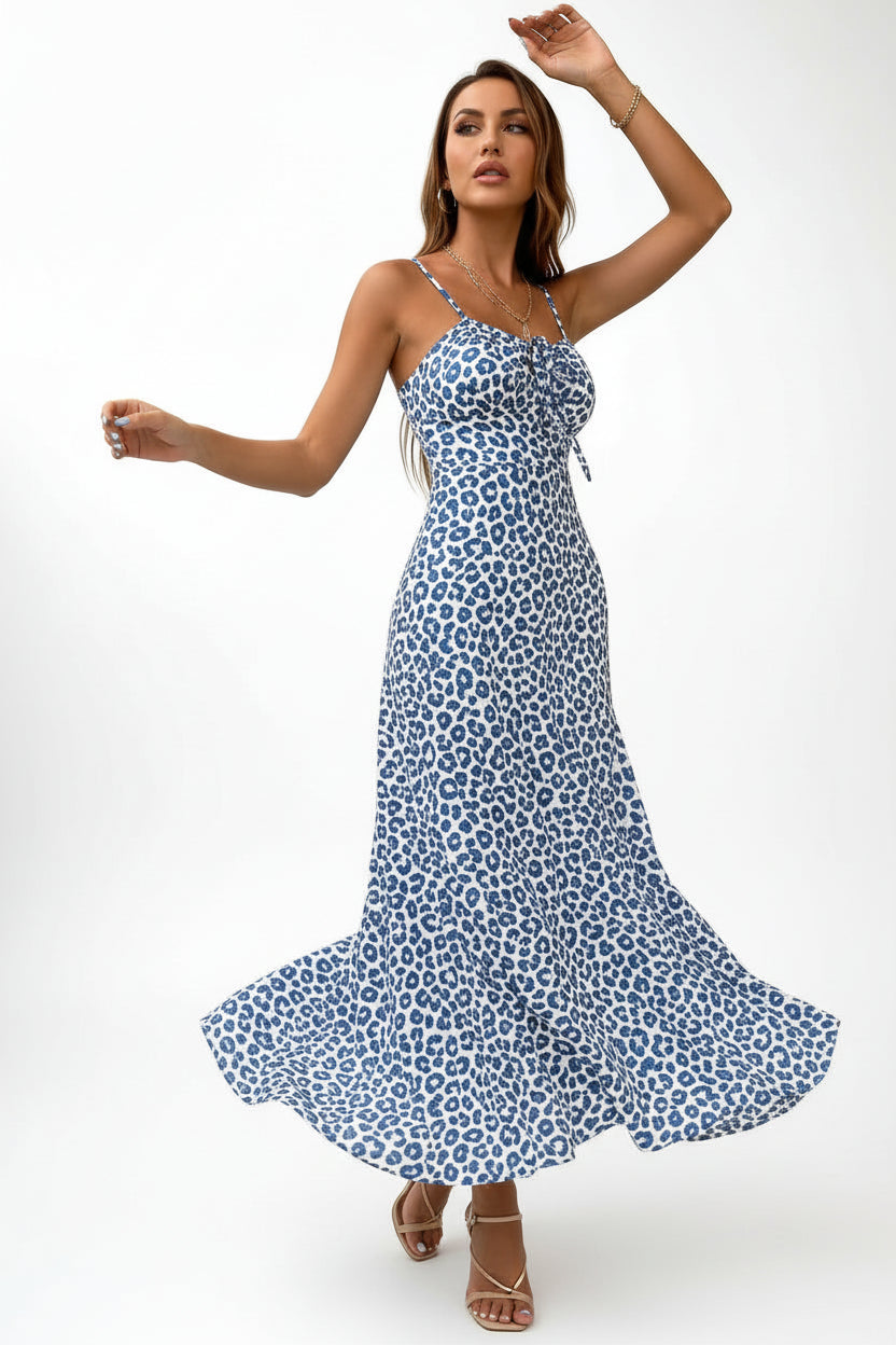 Robe dos nu femme imprimée – Robe fluide taille marquée | BOHERA