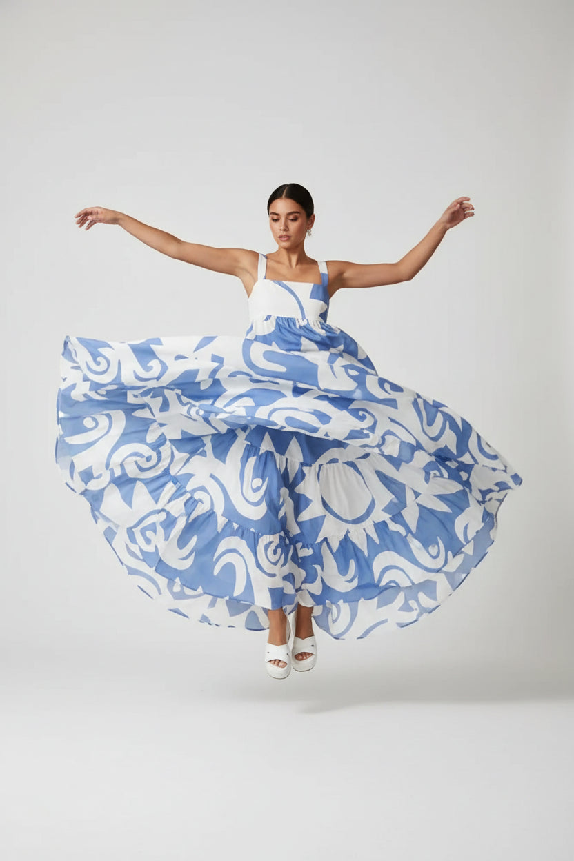 Robe longue bohème femme – Robe fluide à bretelles col carré | BOHERA