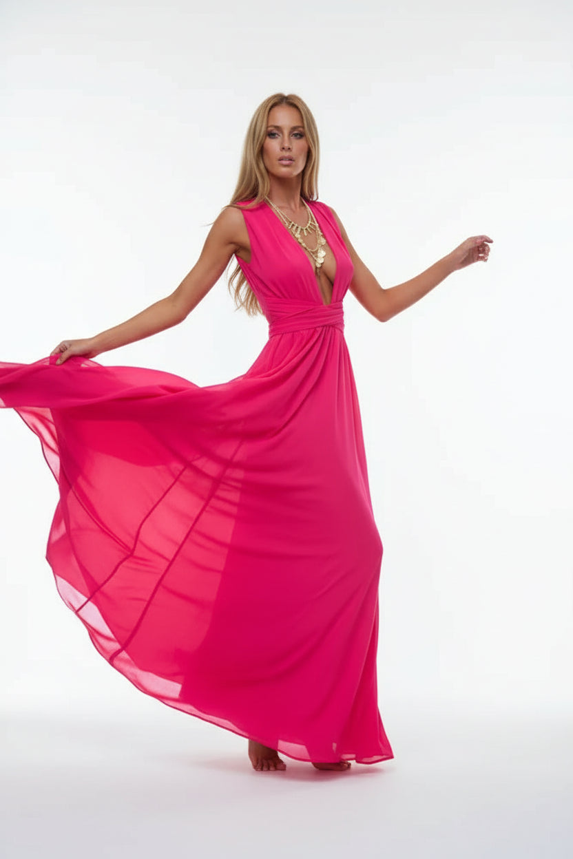 Robe longue bohème femme – Robe fluide multi-positions col V | BOHERA