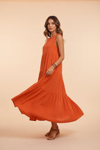 Robe casual élégante femme col V – Robe fluide mi-longue | BOHERA