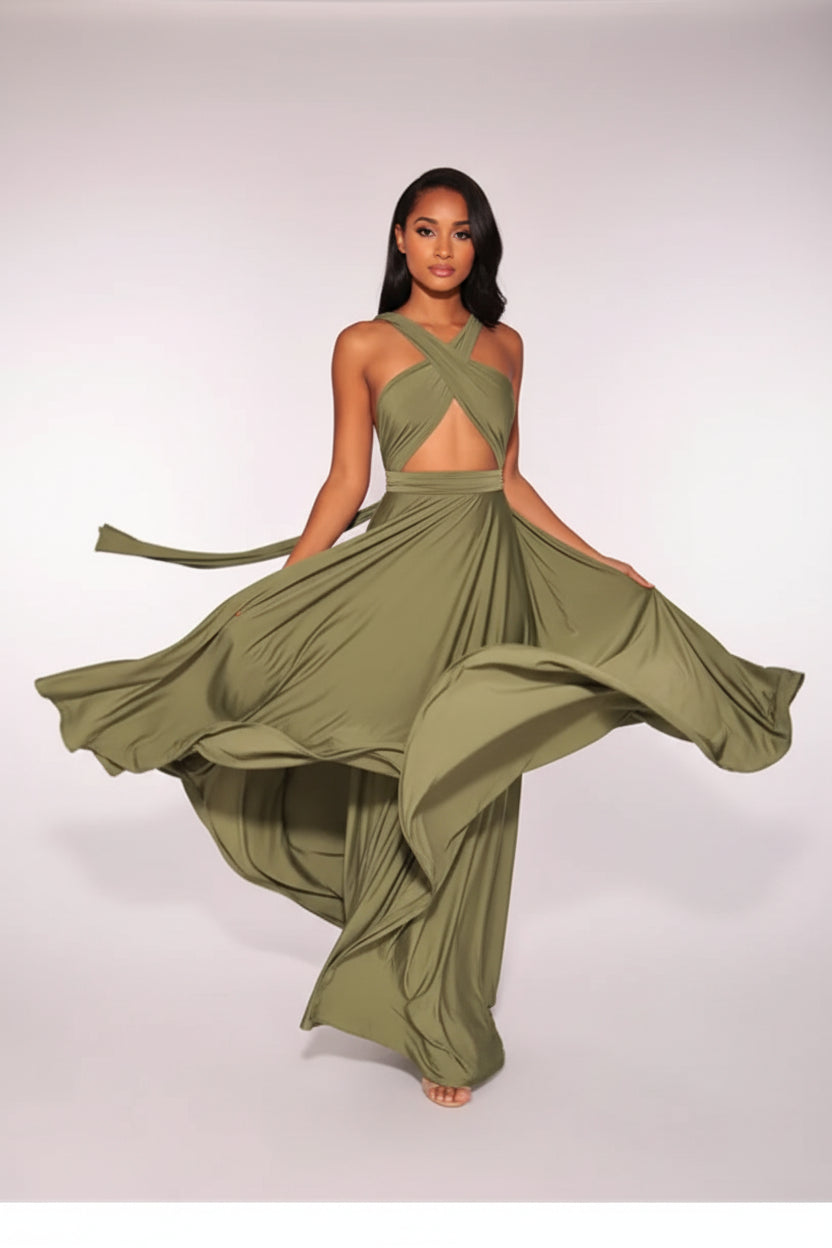 Robe longue bohème femme – Robe fluide multi-positions col V | BOHERA