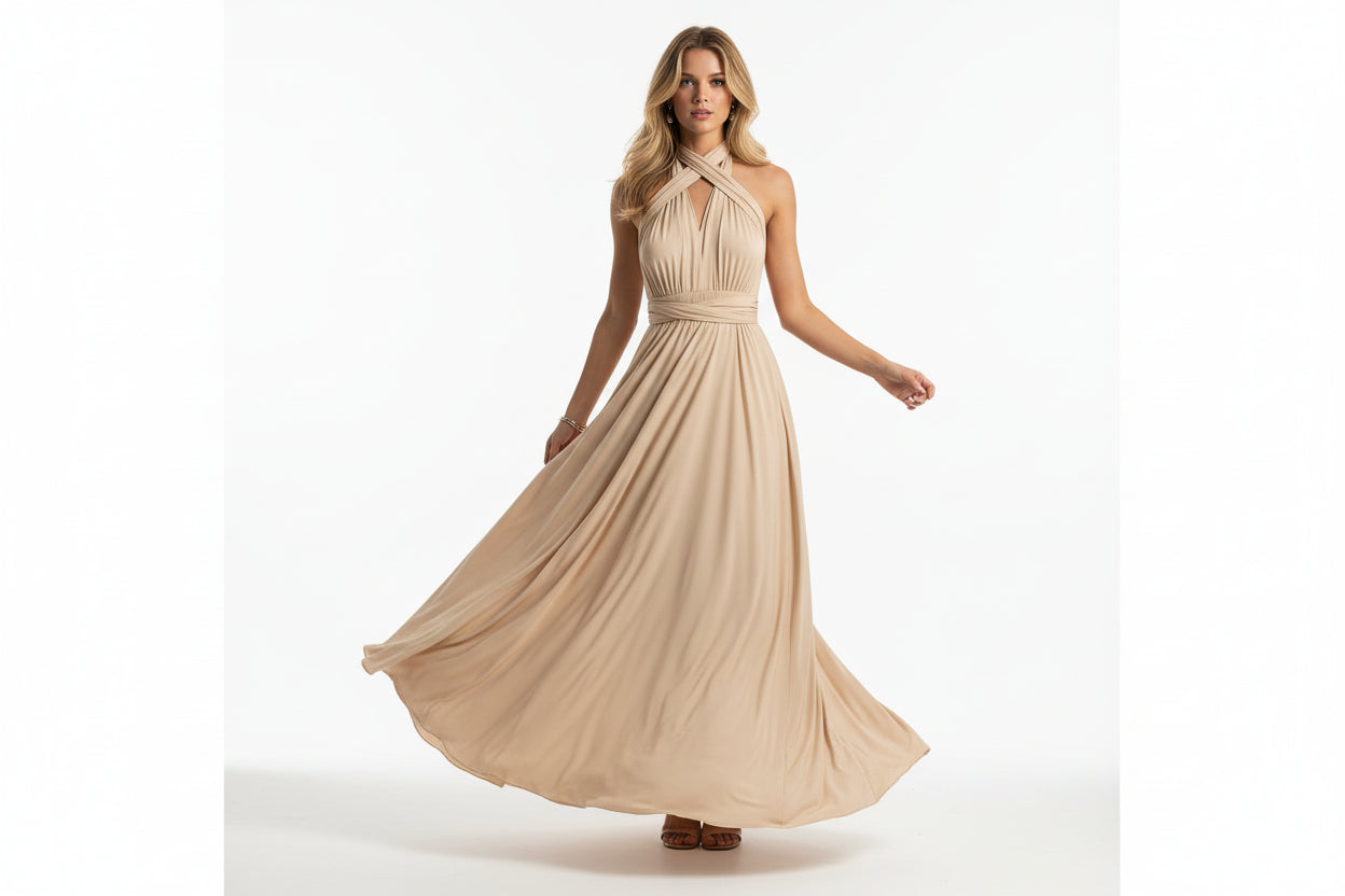 Robe longue bohème femme – Robe fluide multi-positions col V | BOHERA