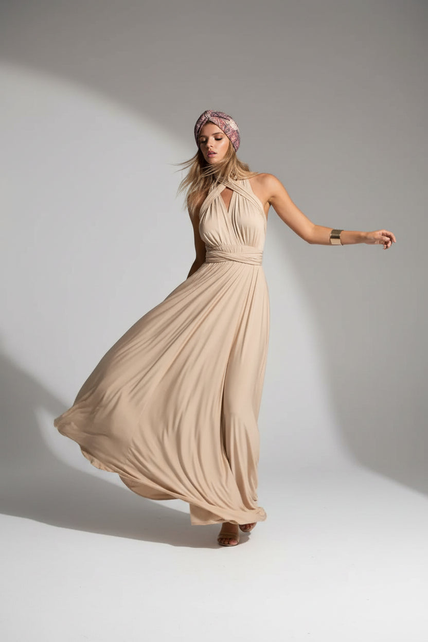 Robe longue bohème femme – Robe fluide multi-positions col V | BOHERA