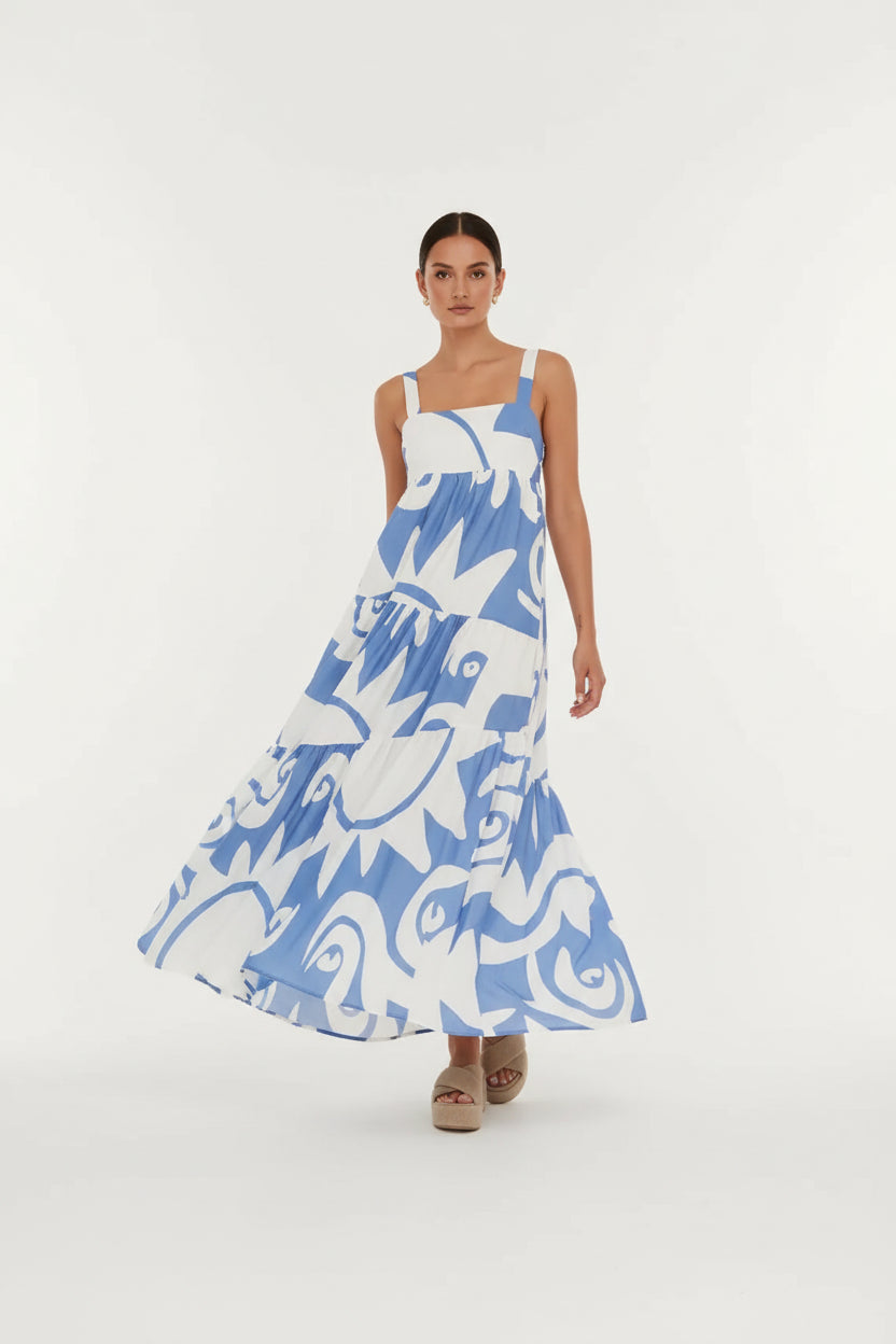 Robe longue bohème femme – Robe fluide à bretelles col carré | BOHERA
