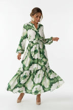 Robe longue bohème femme col V – Robe fluide manches longues | BOHERA