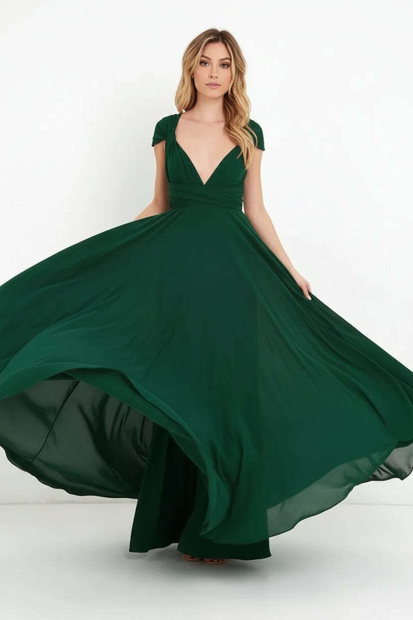 Robe longue bohème femme – Robe fluide multi-positions col V | BOHERA