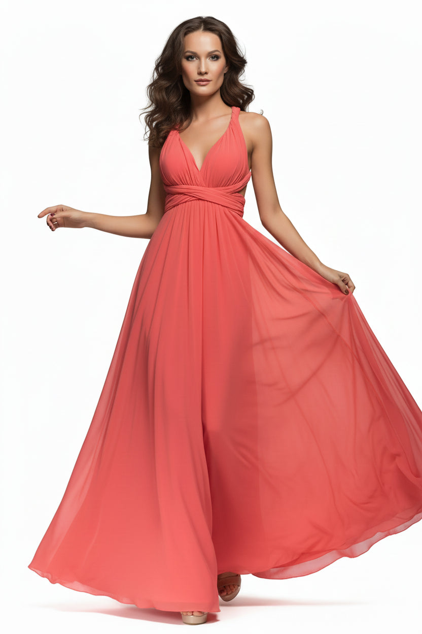 Robe longue bohème femme – Robe fluide multi-positions col V | BOHERA