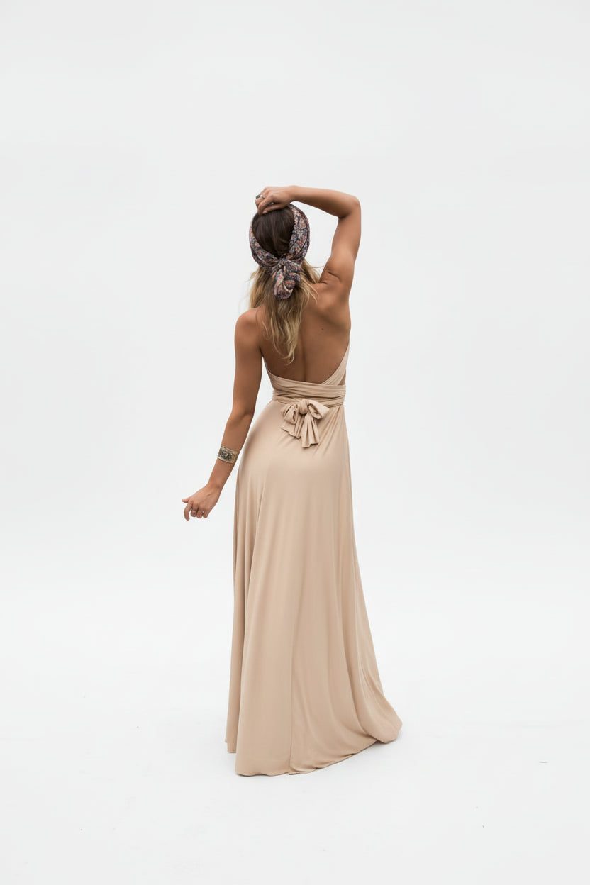 Robe longue bohème femme – Robe fluide multi-positions col V | BOHERA