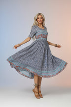 Robe bohème imprimée femme – Robe fluide casual manches courtes | BOHERA