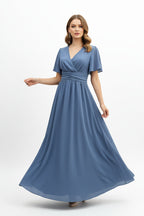 Robe fluide à volants femme col V – Robe casual été mi-longue | BOHERA