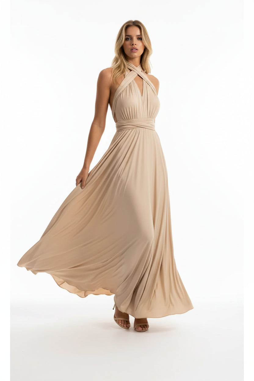 Robe longue bohème femme – Robe fluide multi-positions col V | BOHERA