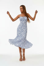 Robe dos nu femme imprimée – Robe fluide taille marquée | BOHERA