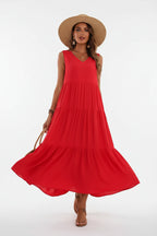 Robe casual élégante femme col V – Robe fluide mi-longue | BOHERA