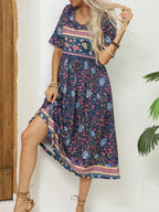 Robe bohème imprimée femme – Robe fluide casual manches courtes | BOHERA
