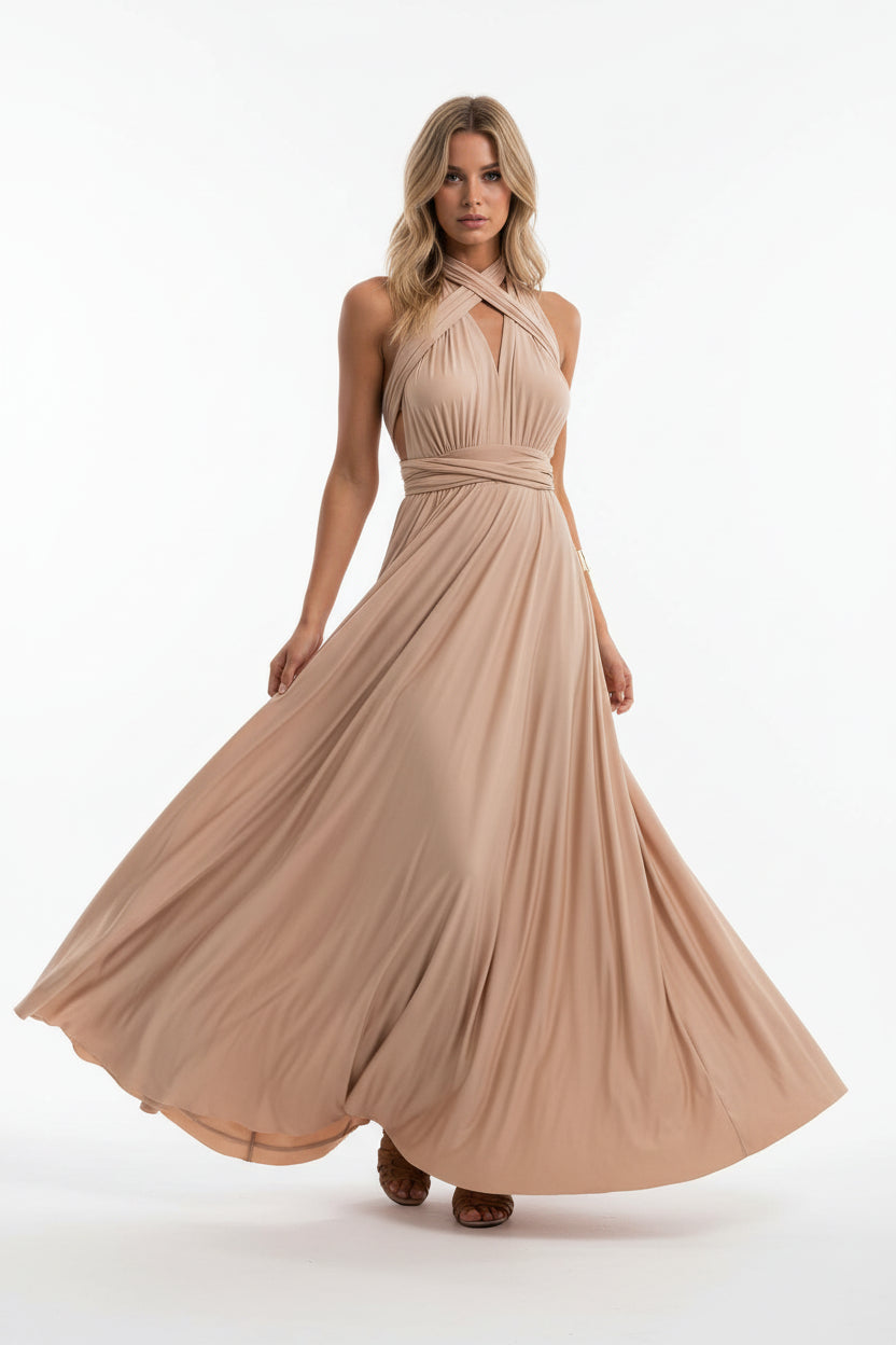 Robe longue bohème femme – Robe fluide multi-positions col V | BOHERA