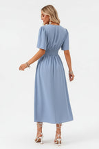 Robe fluide à volants femme col V – Robe casual été mi-longue | BOHERA