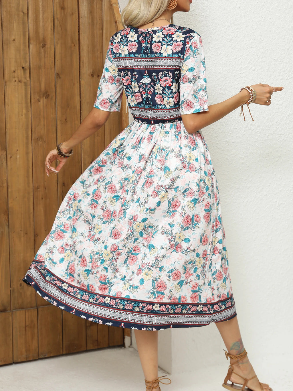 Robe bohème imprimée femme – Robe fluide casual manches courtes | BOHERA