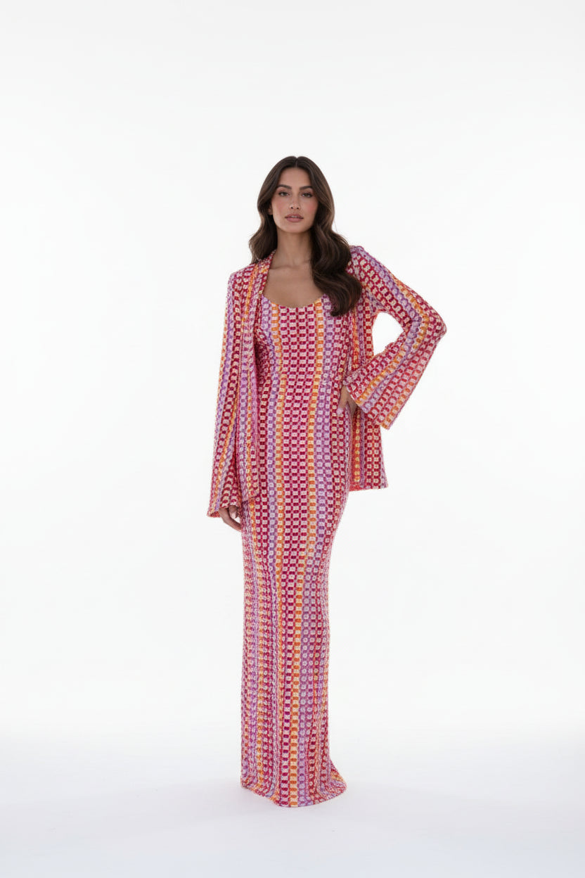 Robe longue ajourée femme col V – Coupe sirène fluide | BOHERA