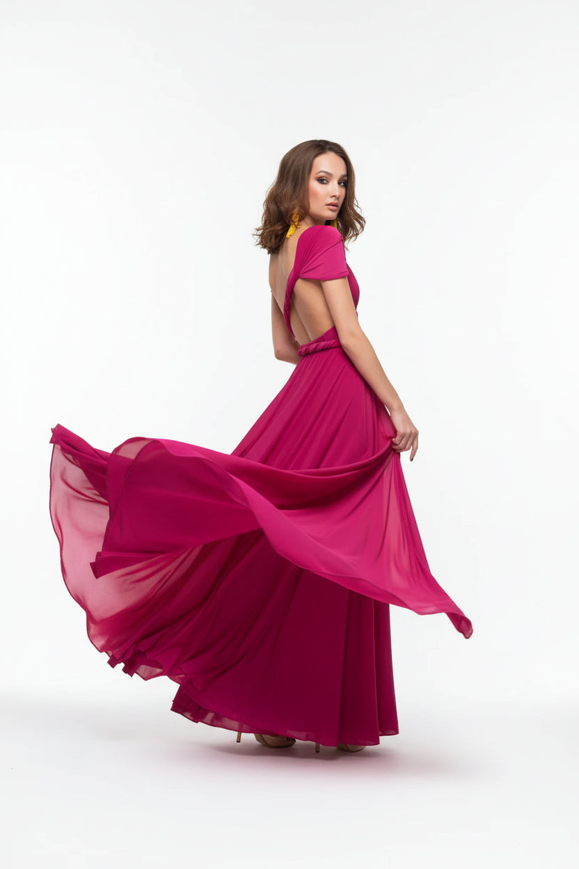 Robe longue bohème femme – Robe fluide multi-positions col V | BOHERA