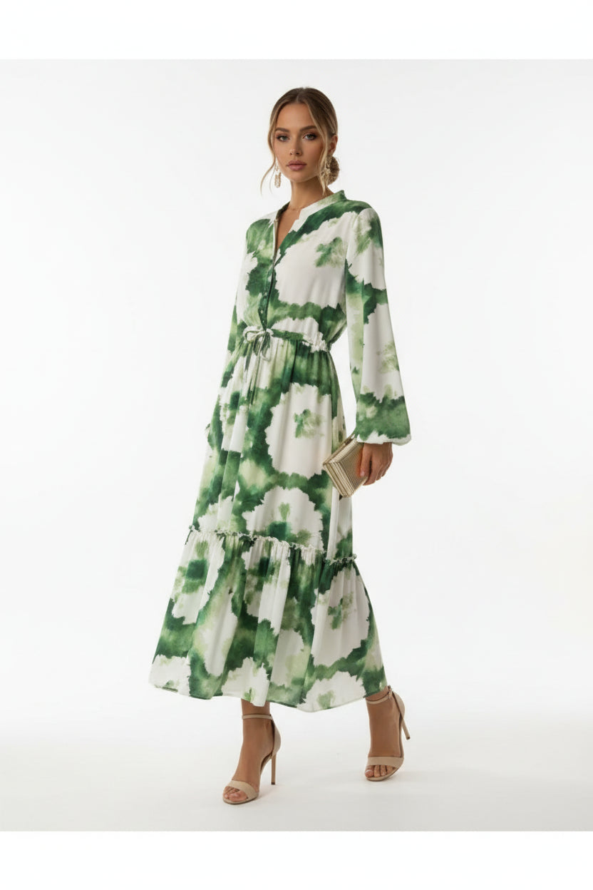 Robe longue bohème femme col V – Robe fluide manches longues | BOHERA